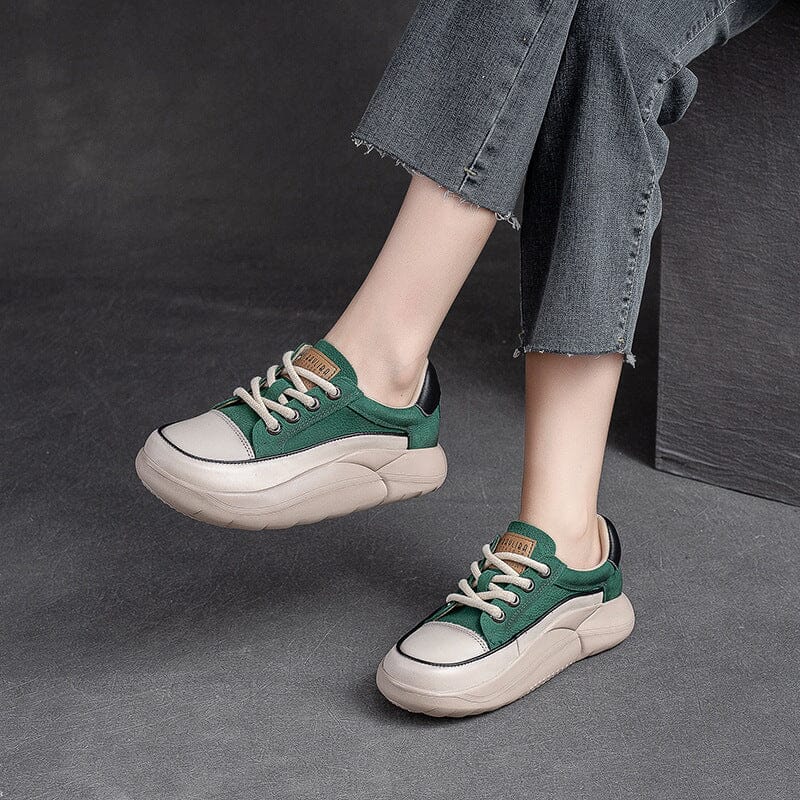 Autumn Stylish Color Matching Leather Casual Shoes