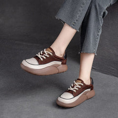 Autumn Stylish Color Matching Leather Casual Shoes