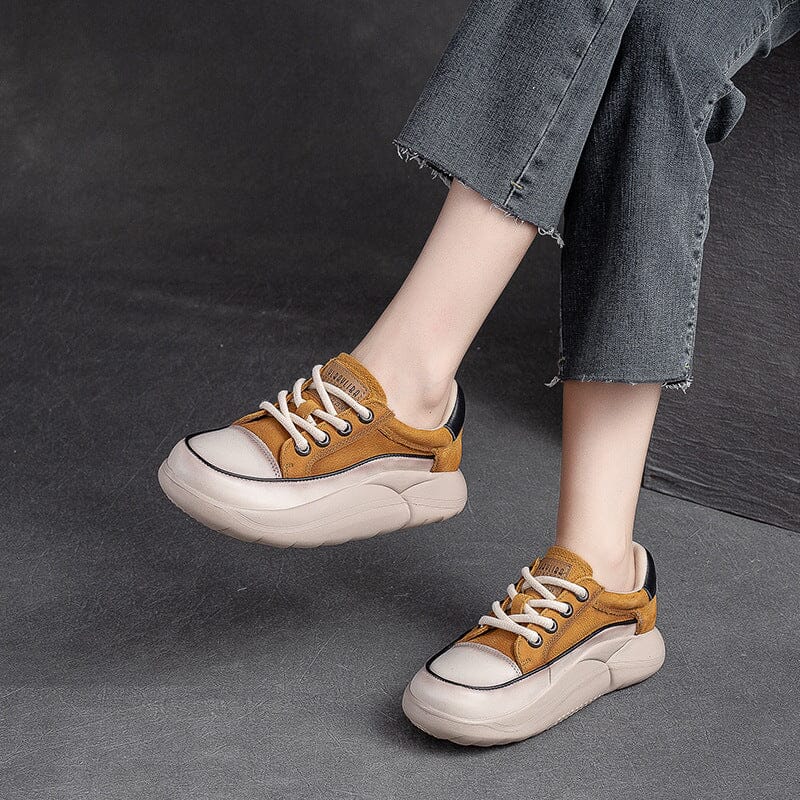 Autumn Stylish Color Matching Leather Casual Shoes