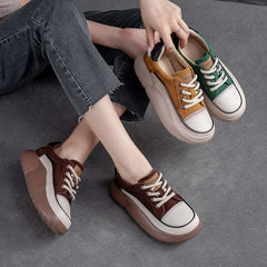 Autumn Stylish Color Matching Leather Casual Shoes