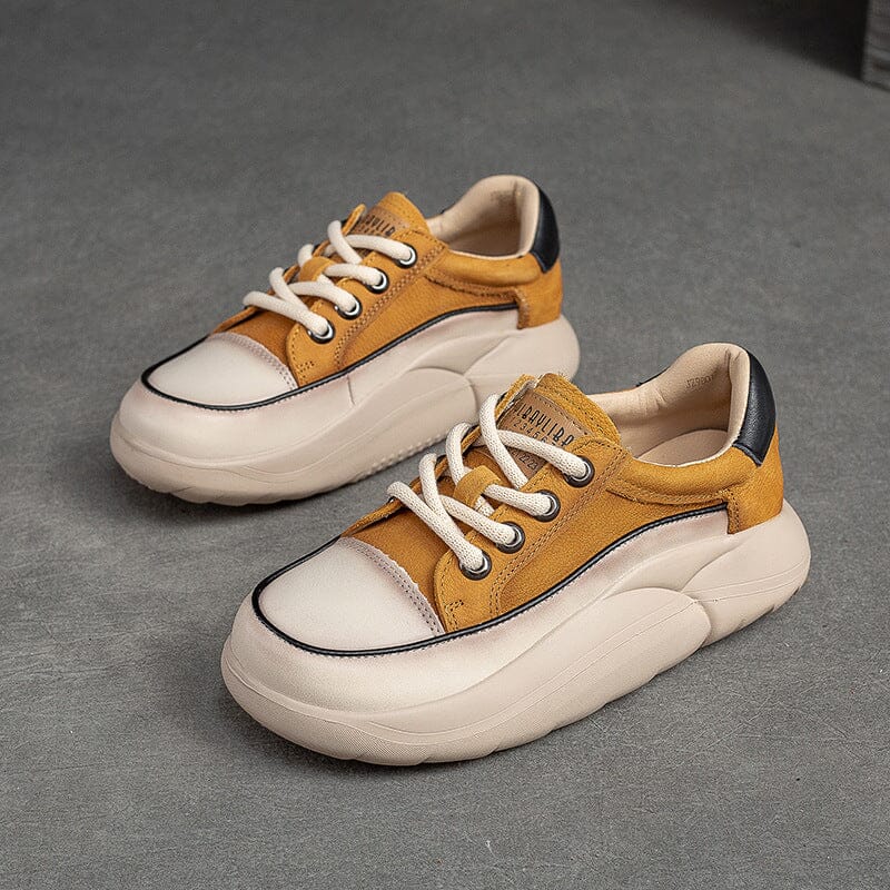 Autumn Stylish Color Matching Leather Casual Shoes