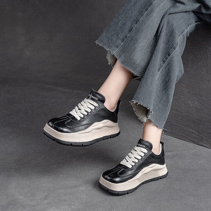 Autumn Stylish Leather Thick Soled Casual Shoes