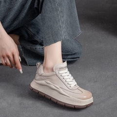 Autumn Stylish Leather Thick Soled Casual Shoes