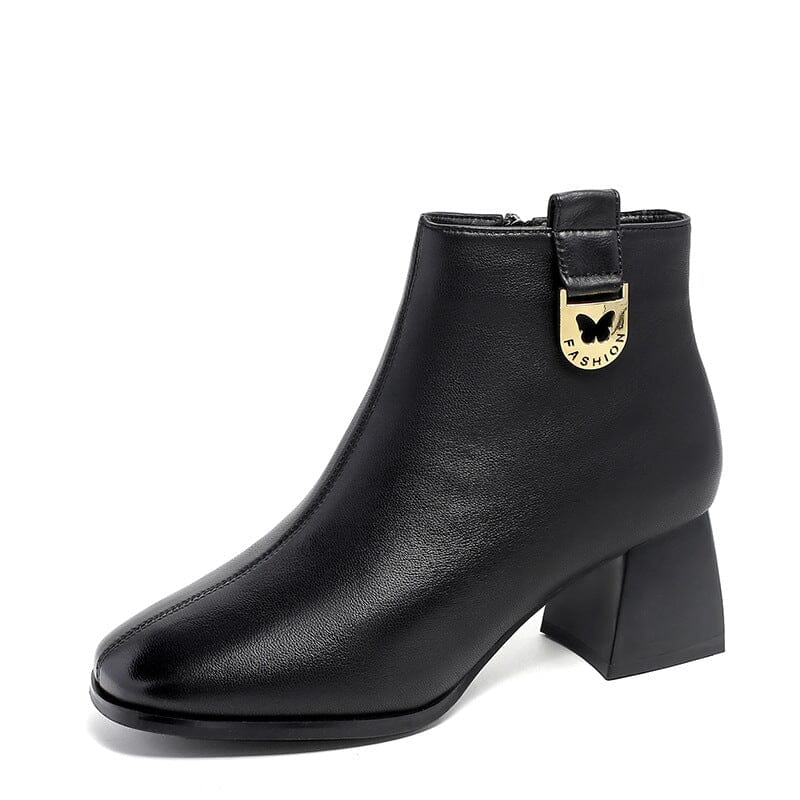 Autumn Stylish Minimalist Chunky Heel Leather Boots