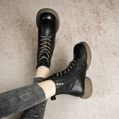 Autumn Winter Leather Minimalist Boots