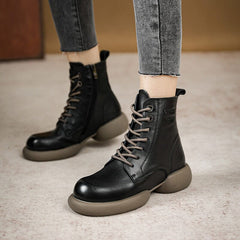 Autumn Winter Leather Minimalist Boots