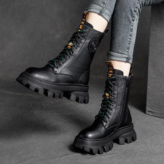 Autumn Winter Leather Thick Sole High Boots