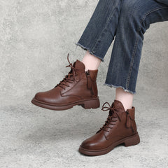 Autumn Winter Retro Cowhide Leather Handmade Boots