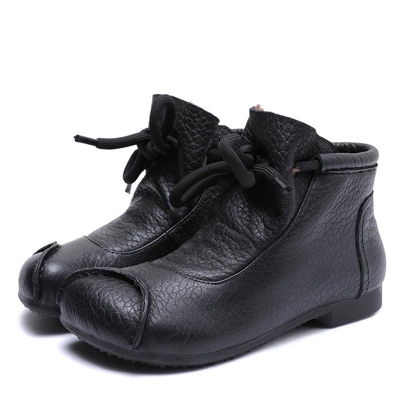 Retro Flat Soft Leather Ankle Boots