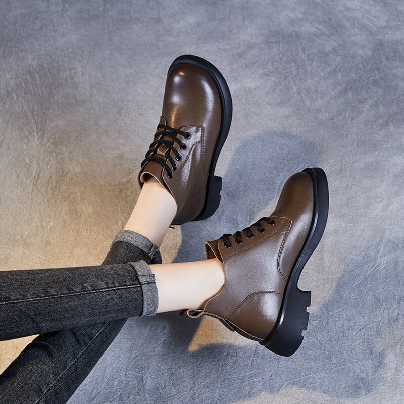 Autumn Winter Retro Leather Casual Ankle Boots