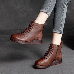 Autumn Winter Retro Leather Casual Flat Boots