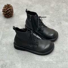 Autumn Winter Retro Leather Flat Boots