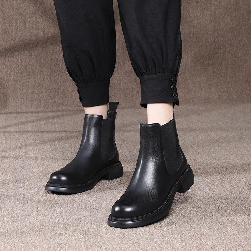 Autumn Winter Retro Leather Handmade Ankle Boots