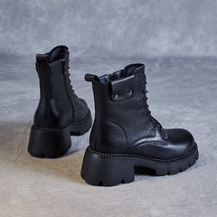 Autumn Winter Retro Leather Platform Boots