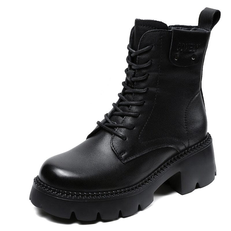 Autumn Winter Retro Leather Platform Boots