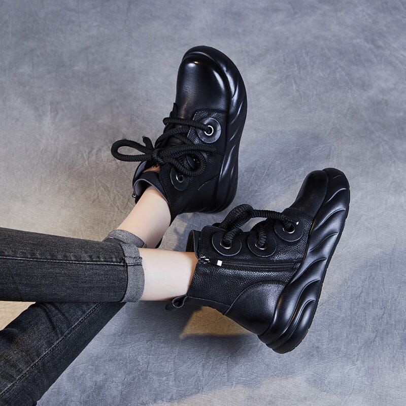 Autumn Winter Retro Leather Thick Soled Boots