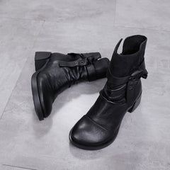 Autumn Winter Retro Leather Western Boots