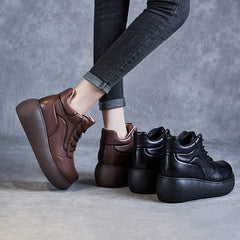 Autumn Winter Retro Platform Leather Casual Ankle Boots