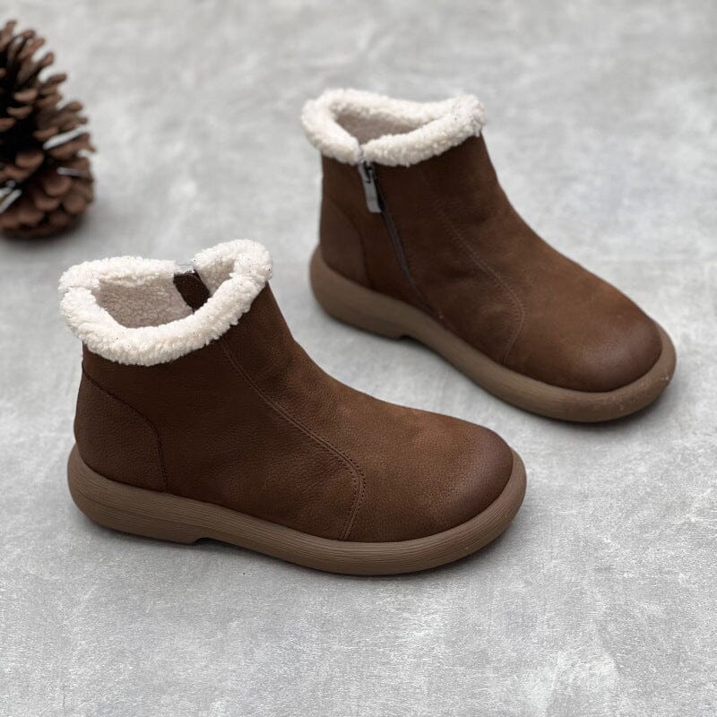 Autumn Winter Retro Soft Leather Casual Flat Boots