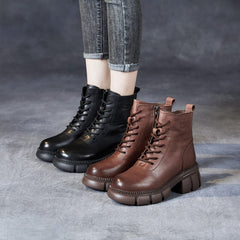 Autumn Winter Thick Sole Leather Casual Boots