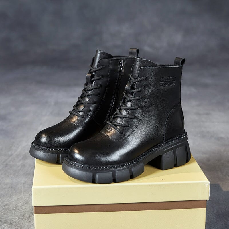 Autumn Winter Thick Sole Leather Casual Boots