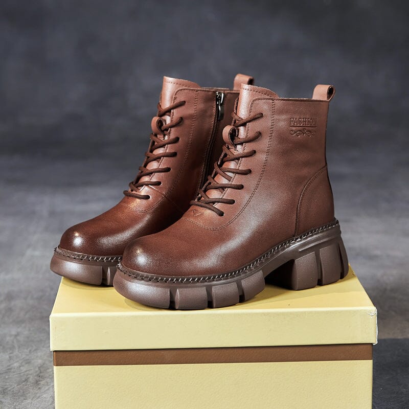 Autumn Winter Thick Sole Leather Casual Boots