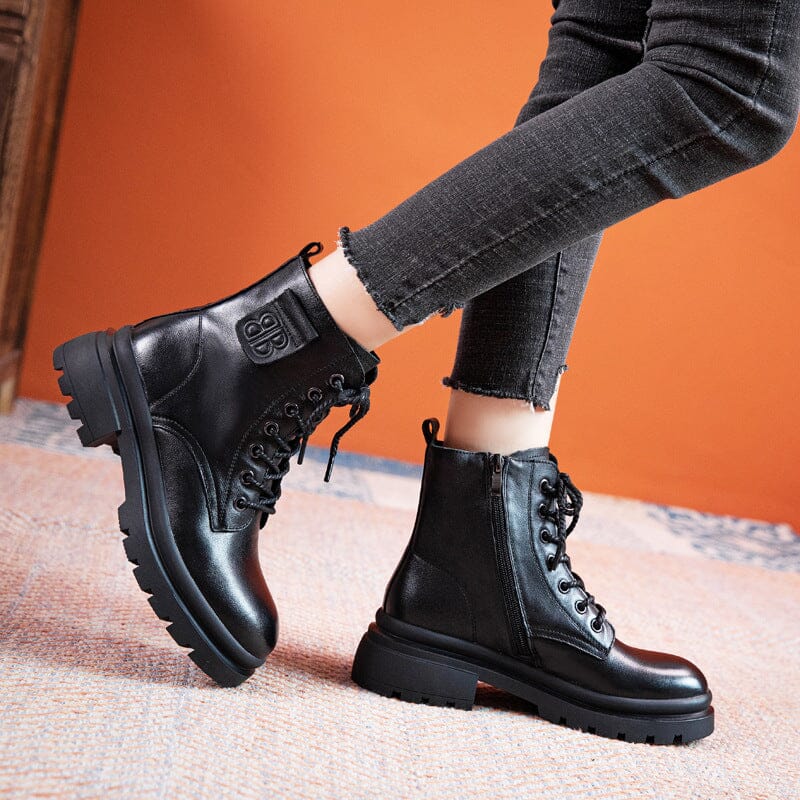 Autumn Winter Thick Sole Retro Leather Casual Boots