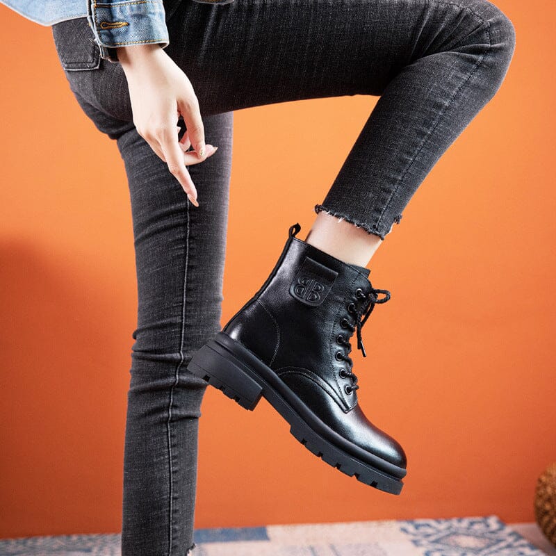 Autumn Winter Thick Sole Retro Leather Casual Boots