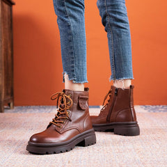 Autumn Winter Thick Sole Retro Leather Casual Boots