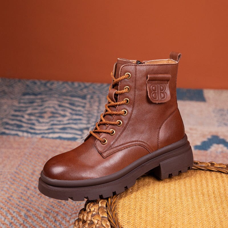 Autumn Winter Thick Sole Retro Leather Casual Boots