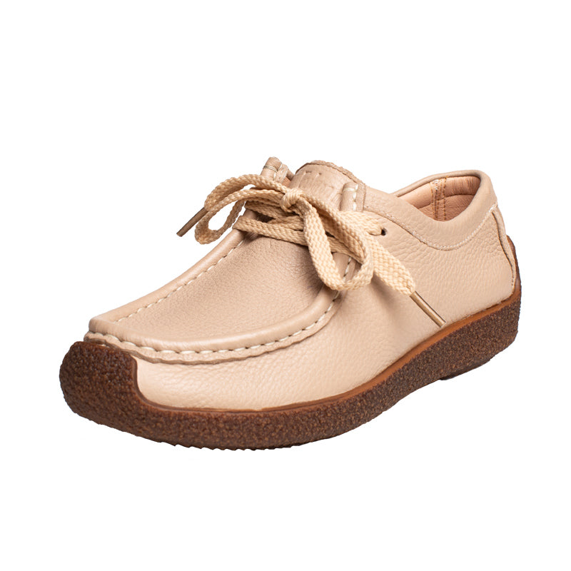 Autumn Women Retro Leather Flat Casual Shoes