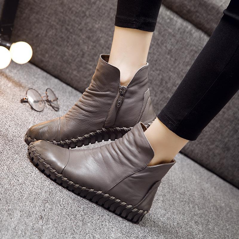 BABAKUD Autumn Winter Casual Flat Leather Women's Boots