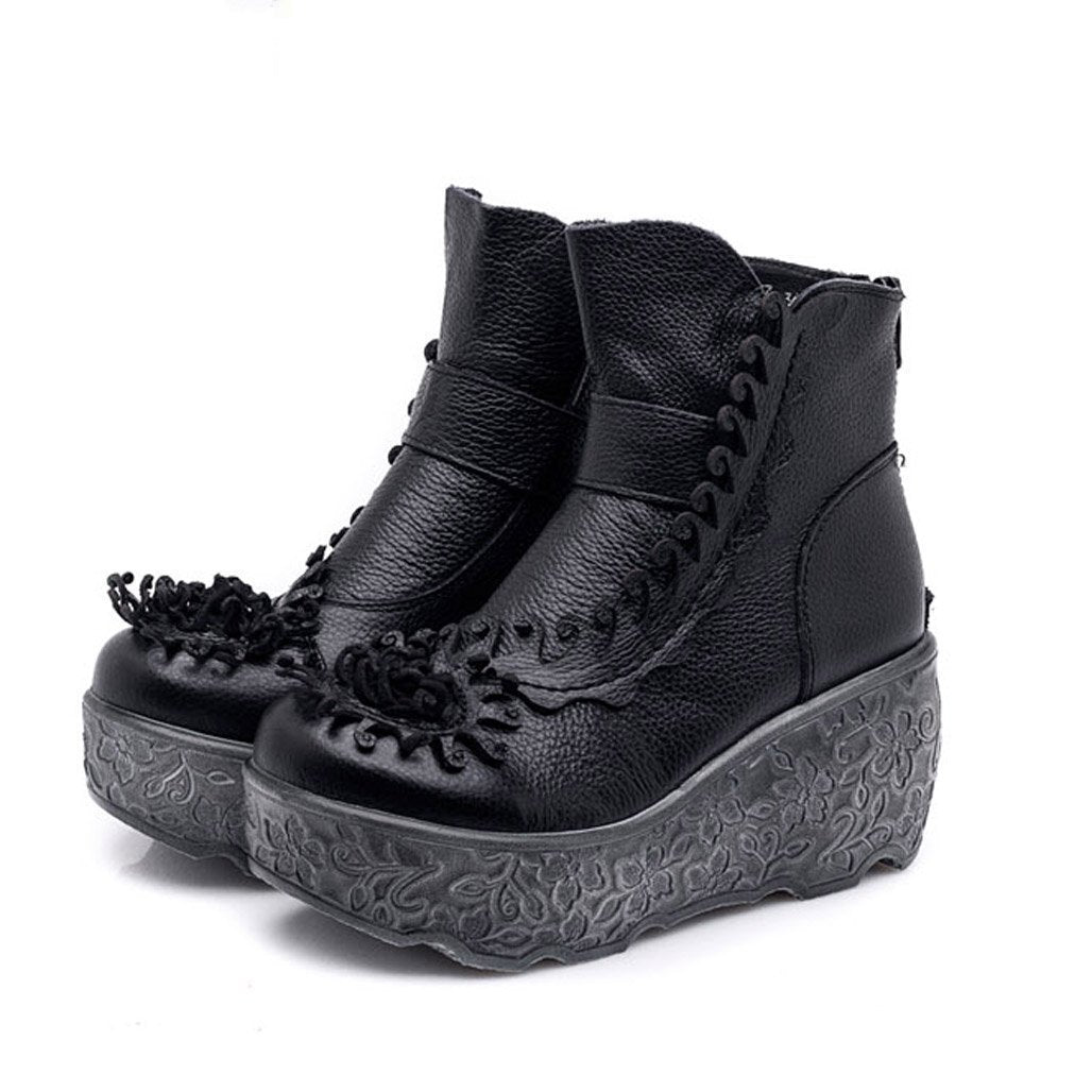 BABAKUD Autumn Winter Platform Wedge Women Retro Boots