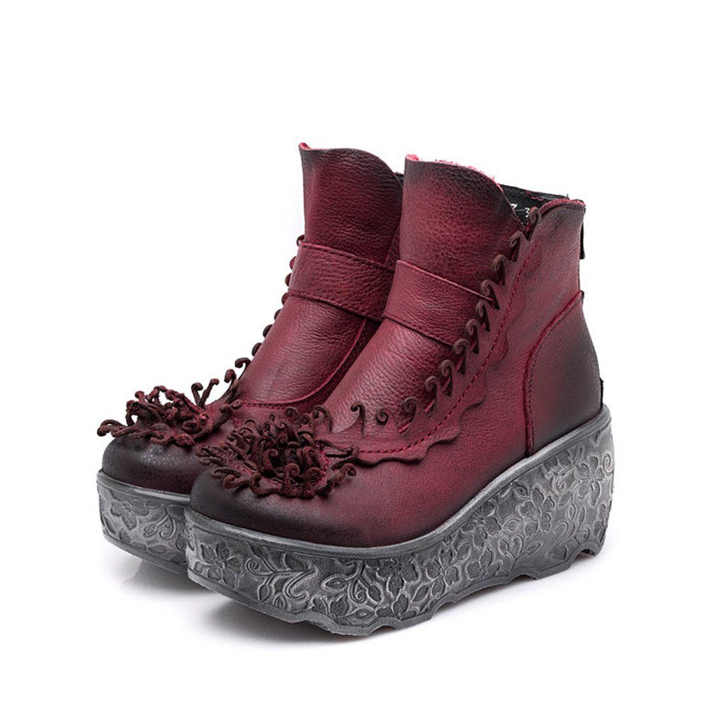 BABAKUD Autumn Winter Platform Wedge Women Retro Boots