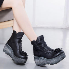 BABAKUD Autumn Winter Platform Wedge Women Retro Boots