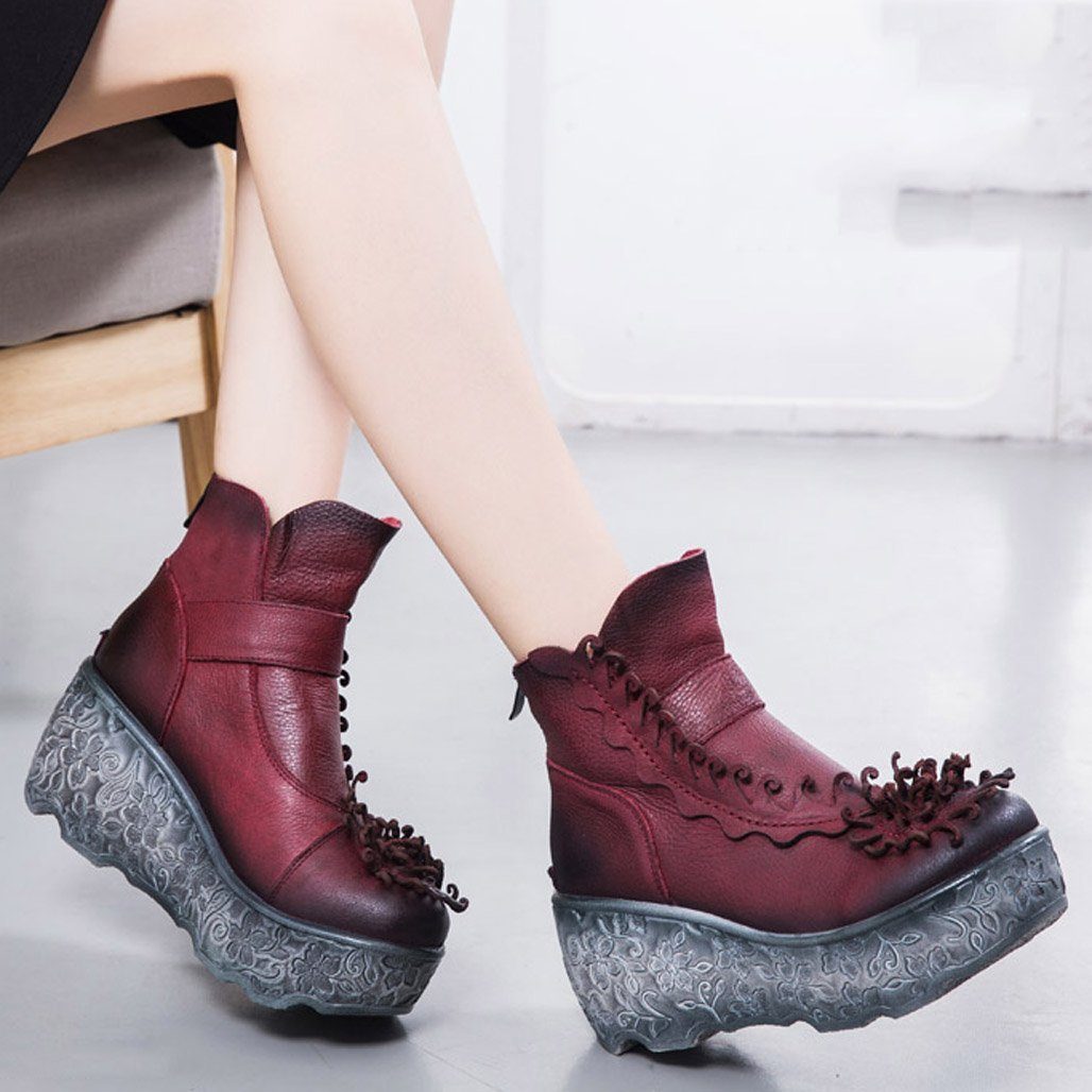 BABAKUD Autumn Winter Platform Wedge Women Retro Boots