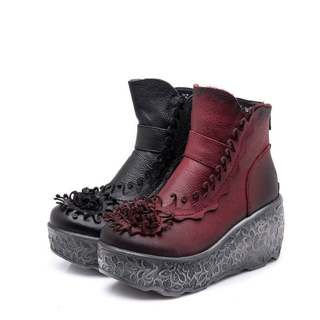 BABAKUD Autumn Winter Platform Wedge Women Retro Boots