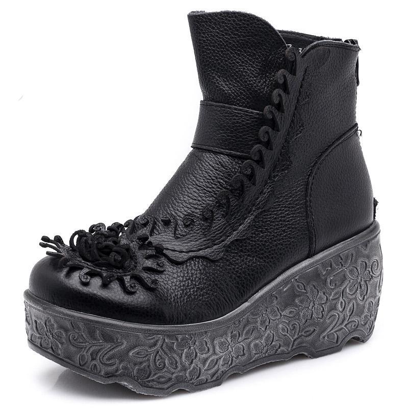 BABAKUD Autumn Winter Platform Wedge Women Retro Boots