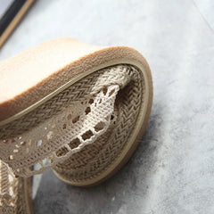 Summer Casual Lace Flats Linen Braided Fisherman Shoes Foldable Flats