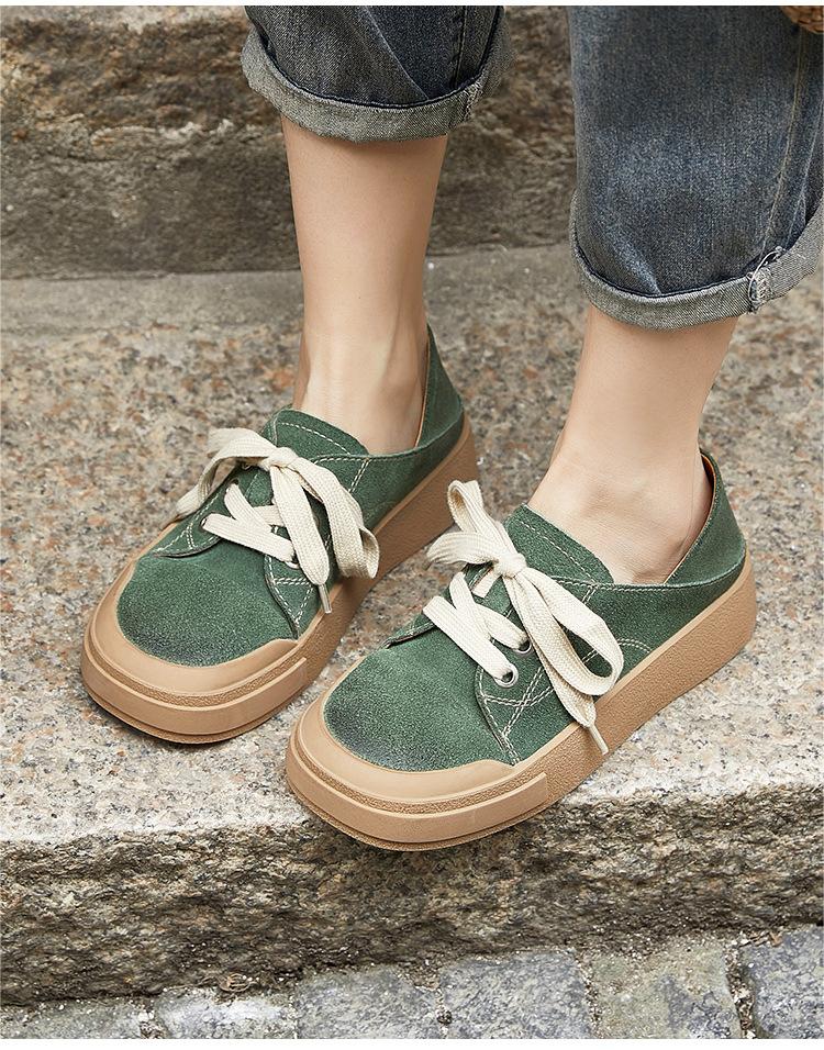 Women Spring Summer Retro Leather Casual Sneaker Shoes