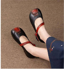 Retro Leather Patch-Color Casual Flat Shoes