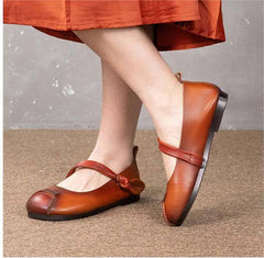 Retro Leather Patch-Color Casual Flat Shoes