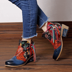 BABAKUD Printed Ethnic Tassel Jacquard Casual Fashion Women's Boots 36-42