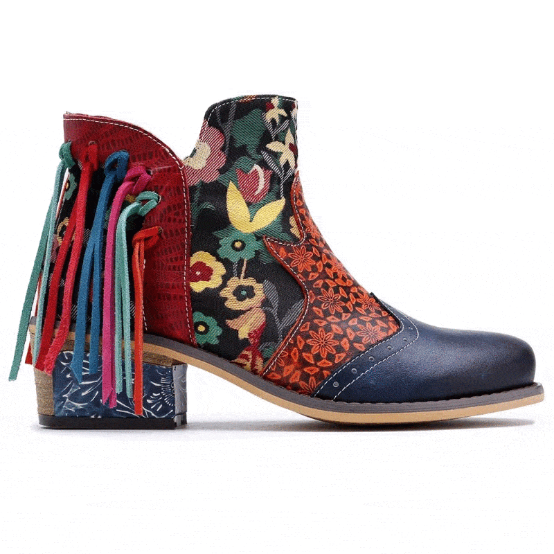 BABAKUD Printed Ethnic Tassel Jacquard Casual Fashion Women's Boots 36-42