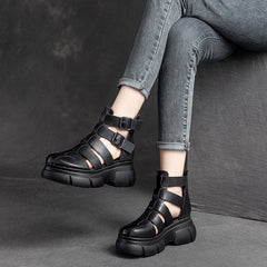 Women Summer Casual Platform Leather Sandal Boots