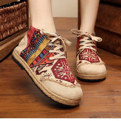 Babakud Spring Summer Vintage Ethnic Flat Linen Shoes 35-44