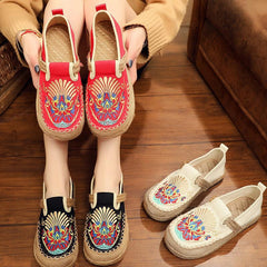 Babakud Summer Retro Straw Linen Embroidery Shoes