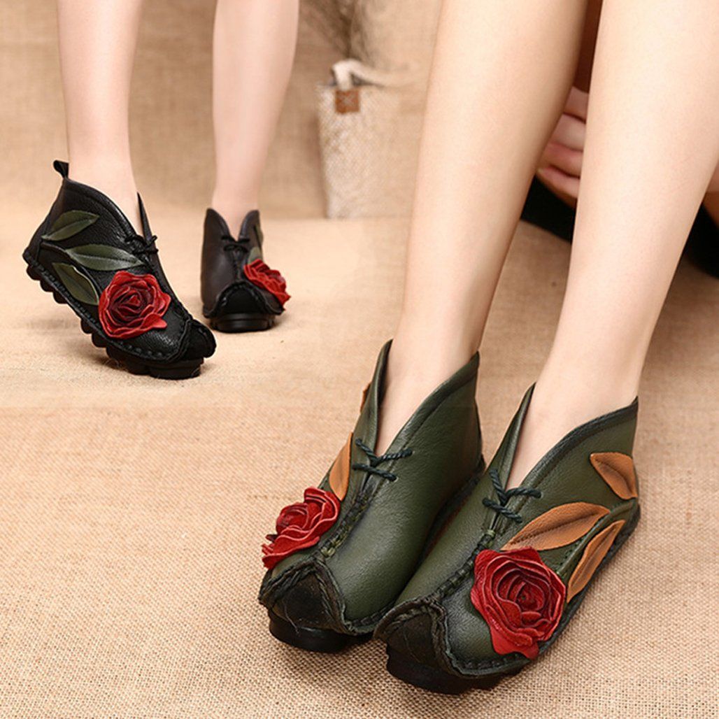 BABAKUD Vintage Handmade Ethnic Flat Velvet Spring Autumn Women's Shoes