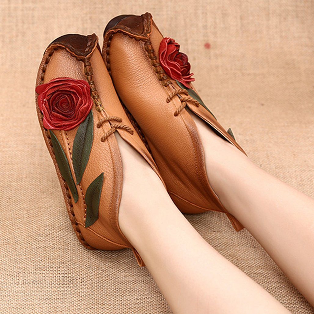 BABAKUD Vintage Handmade Ethnic Flat Velvet Spring Autumn Women's Shoes