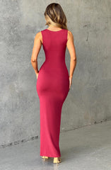 Crimson Cascade Maxi Dress-Cherry